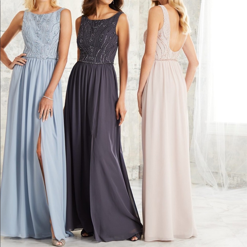 NWT Adrianna Papell Platinum Blush Scoop Neck Bridesmaid Dress 40255